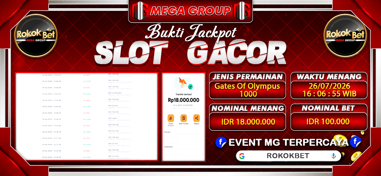 Bukti JP situs Rokokbet hari Minggu, 26 Juli 2026