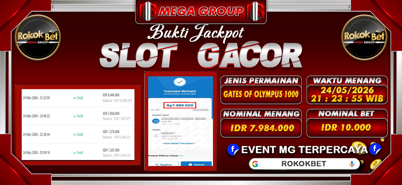 Bukti JP situs Rokokbet hari Senin, 25 Mei 2026
