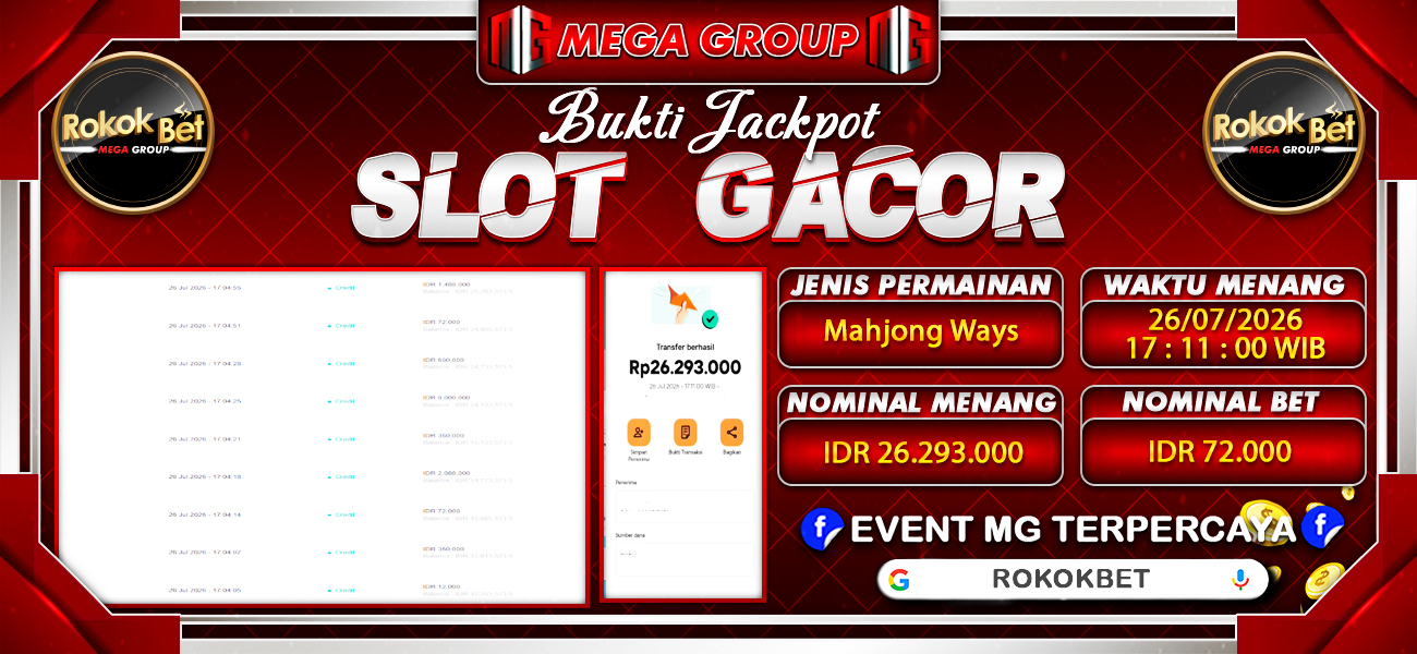 Bukti JP situs Rokokbet hari Minggu, 26 Juli 2026