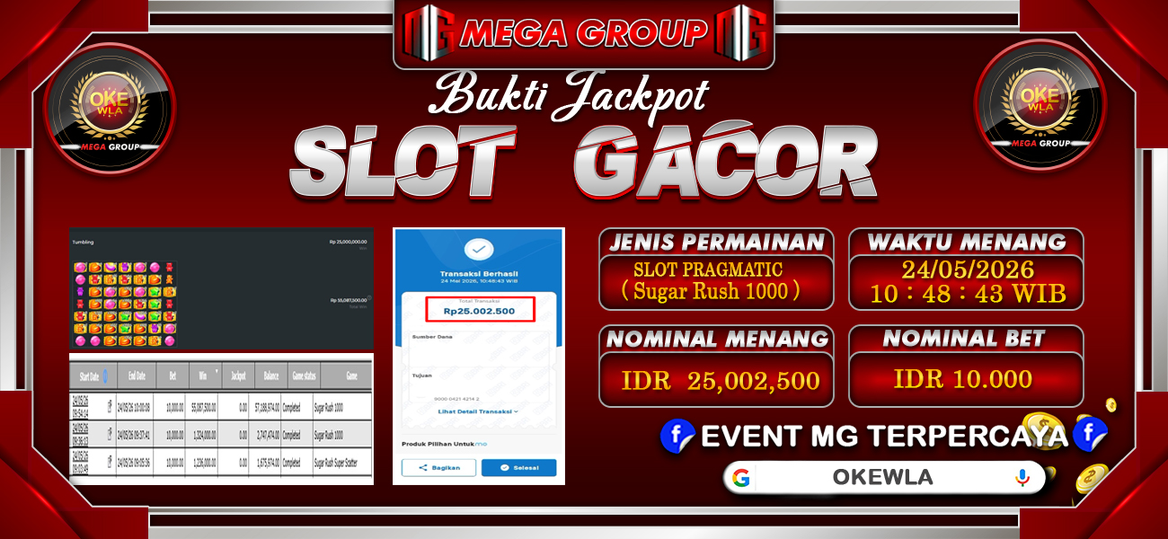 Bukti JP situs Okewla hari Senin, 25 Mei 2026